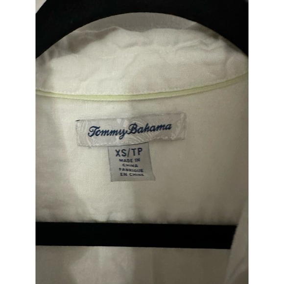 TOMMY BAHAMA Two Palms Women’s Linen Lime Dip Dye Button Down Shirt Top - Sz XS - Picture 3 of 5